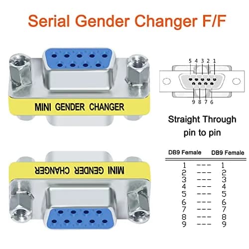 DTECH Serial Adapter 3-Pack (DB9 F-F, M-F, M-M) Mini Size RS232 Coupler | Straight-Through Wired thumbnail 3