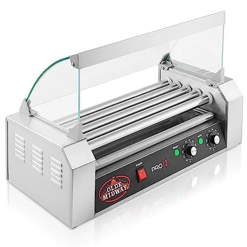 OLDE MIDWAY Electric 12 Hot Dog 5 Roller Grill Cooker Machine with Cover 700-Watt | Commercial Grade thumbnail 2