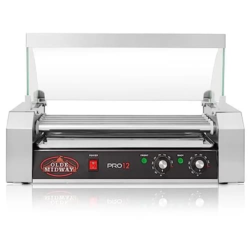 OLDE MIDWAY Electric 12 Hot Dog 5 Roller Grill Cooker Machine with Cover 700-Watt | Commercial Grade thumbnail 3