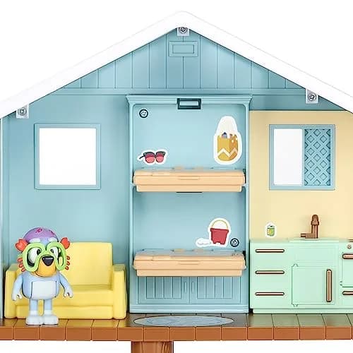 Bluey Beach Cabin Playset 10-Inch (25.4cm) with 10 Play Pieces & Goggles Figure | ASTM-Tested Toy for Kids Ages 3+ thumbnail 6