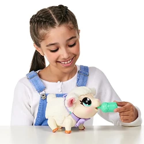 Little Live Pets Snowie The Lamb Interactive Electronic Pet Toy 25+ Sounds & Reactions | Ages 5+ (Includes 3 AA Batteries, Bottle, Leash) thumbnail 4