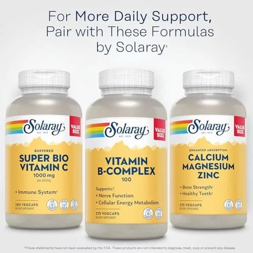 SOLARAY Vitamin B Complex 100 mg | Vegan, 275 VegCaps for Energy & Skin (70-120 chars) thumbnail 6