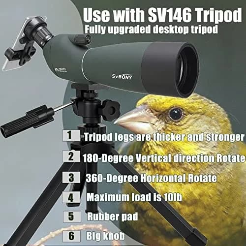 SVBONY SV28 Spotting Scope 25-75x70mm | Stable Aluminum Tripod & Phone Adapter thumbnail 4