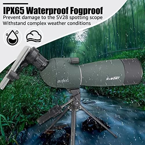 SVBONY SV28 Spotting Scope 25-75x70mm | Stable Aluminum Tripod & Phone Adapter thumbnail 6
