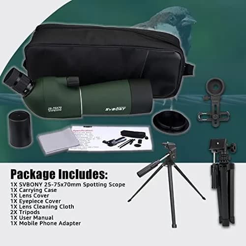 SVBONY SV28 Spotting Scope 25-75x70mm | Stable Aluminum Tripod & Phone Adapter thumbnail 7