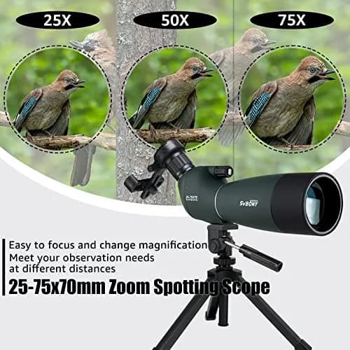 SVBONY SV28 Spotting Scope 25-75x70mm | Stable Aluminum Tripod & Phone Adapter thumbnail 2