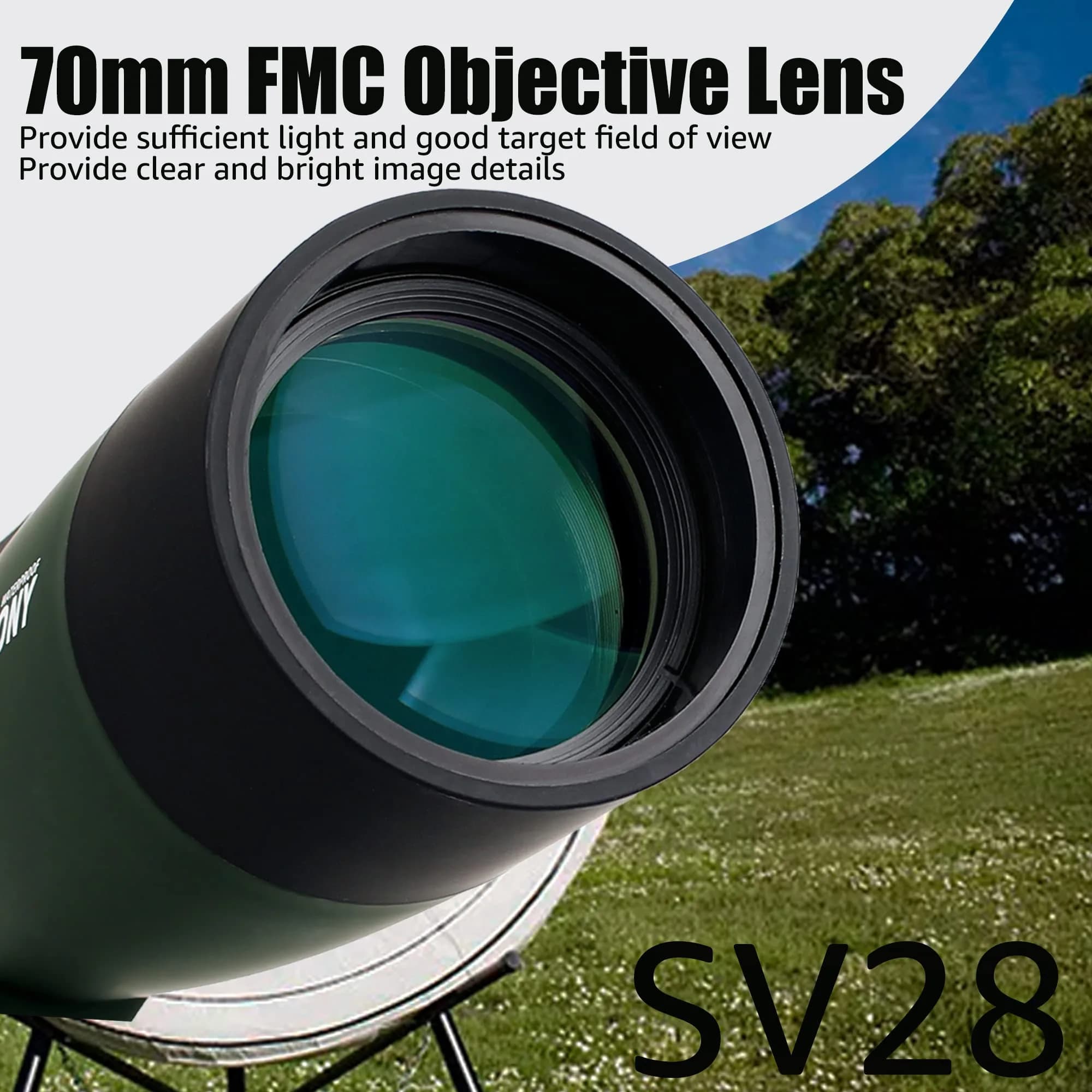 SVBONY SV28 Spotting Scope 25-75x70mm | Stable Aluminum Tripod & Phone Adapter - view 3