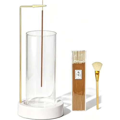 CEREMONY Ceramic Incense Holder with Glass Ash Catcher & 20 Sticks | 27.6 cm (10.9 in) Height thumbnail 1