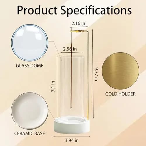 CEREMONY Ceramic Incense Holder with Glass Ash Catcher & 20 Sticks | 27.6 cm (10.9 in) Height thumbnail 7