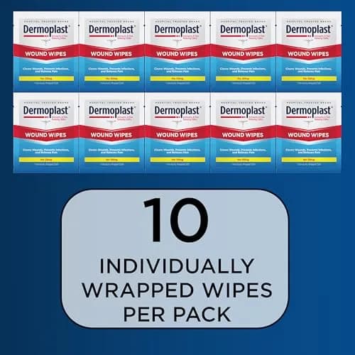 Dermoplast Wound Wipes, Antiseptic First Aid Cloths, 10 Count | No-Sting, Pain-Relief, Portable First Aid thumbnail 5