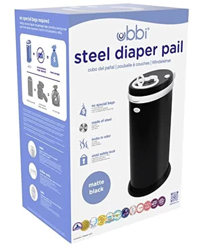 Ubbi Stainless Steel Diaper Pail No Special Bag Odor-Locking Matte Black | Nursery Essential thumbnail 5