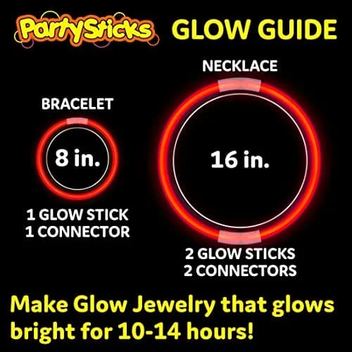PartySticks Red Glow Sticks 100 Count | 8 Inch Glow in The Dark Light Up Sticks for Parties & Decorations thumbnail 2