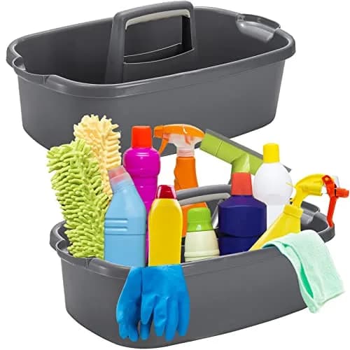 TOPZEA 2 Pack Large Plastic Cleaning Caddy with Handle | Holds 8+ Spray Bottles & Tools thumbnail 1
