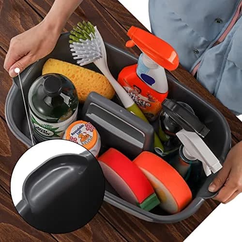 TOPZEA 2 Pack Large Plastic Cleaning Caddy with Handle | Holds 8+ Spray Bottles & Tools thumbnail 4