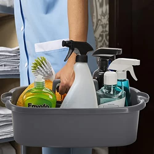 TOPZEA 2 Pack Large Plastic Cleaning Caddy with Handle | Holds 8+ Spray Bottles & Tools thumbnail 5