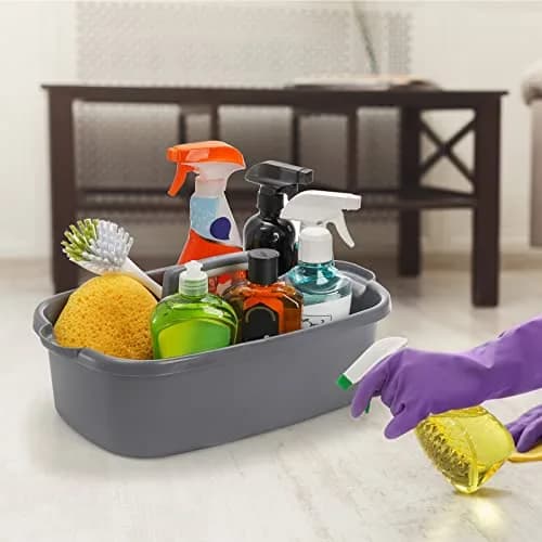 TOPZEA 2 Pack Large Plastic Cleaning Caddy with Handle | Holds 8+ Spray Bottles & Tools thumbnail 7