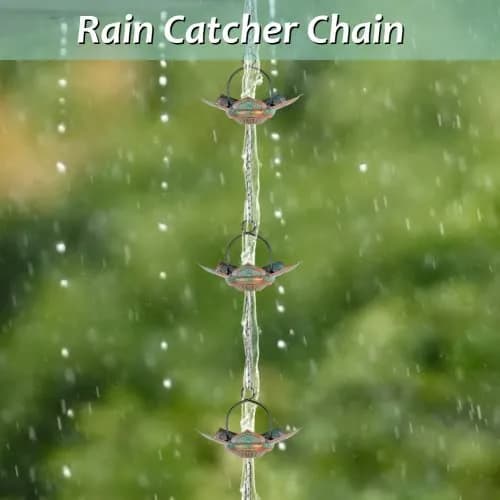 Qipade 8.3 FT Lotus Rain Chain with 12 Cups | Durable Metal Gutter Decor thumbnail 2