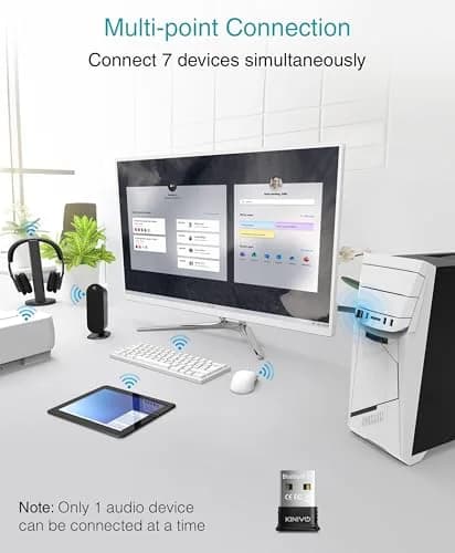 Kinivo USB Bluetooth Adapter for PC (BT5.0, Plug & Play Wireless Dongle Receiver for Ubuntu, Windows 11/10/8.1) – Works with Laptops, Headsets, Speakers, Mouse, Keyboard, Printers, Gaming Controllers thumbnail 2