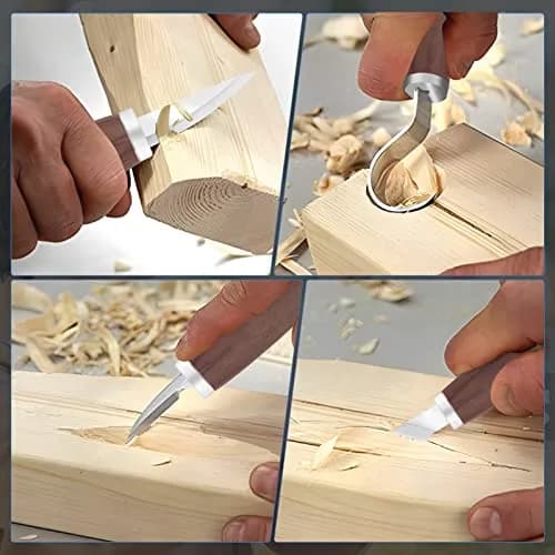 VIBRATITE Wood Carving Kit, 19 PCS Beginner Whittling Tools with Black Walnut Handles | Includes Sharpening Stone & Leather Strop thumbnail 5