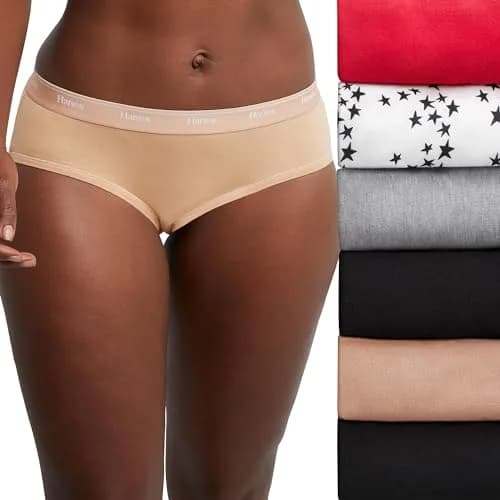 Hanes Originals Women's Hipster Panties 6-Pack | Cotton-Blend, Moisture-Wicking, Tagless Fit thumbnail 1