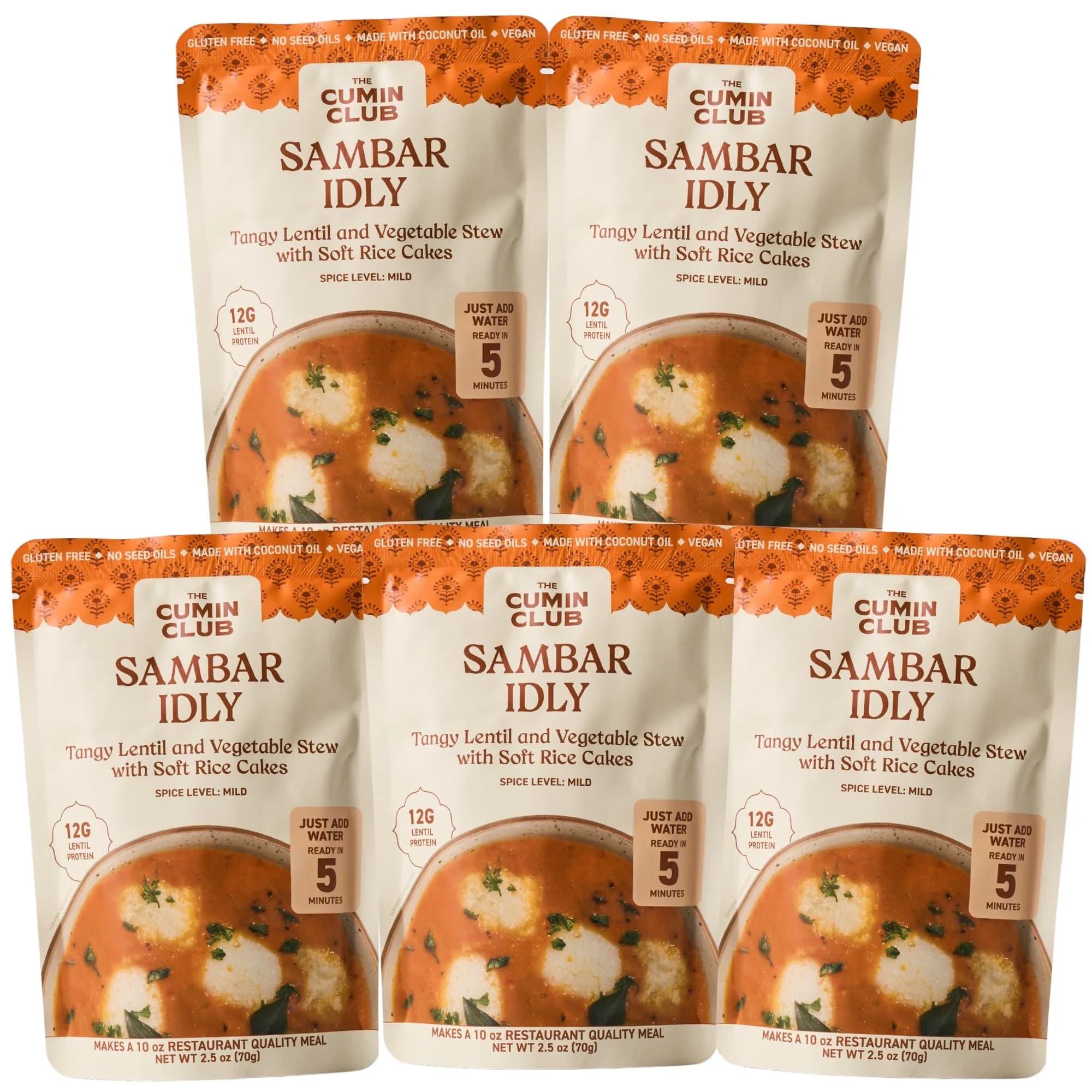 the cumin club Sambar Idly 5 Pack | Authentic Chennai-Style Indian Meal Ready in 5 Min — Sambar Idly