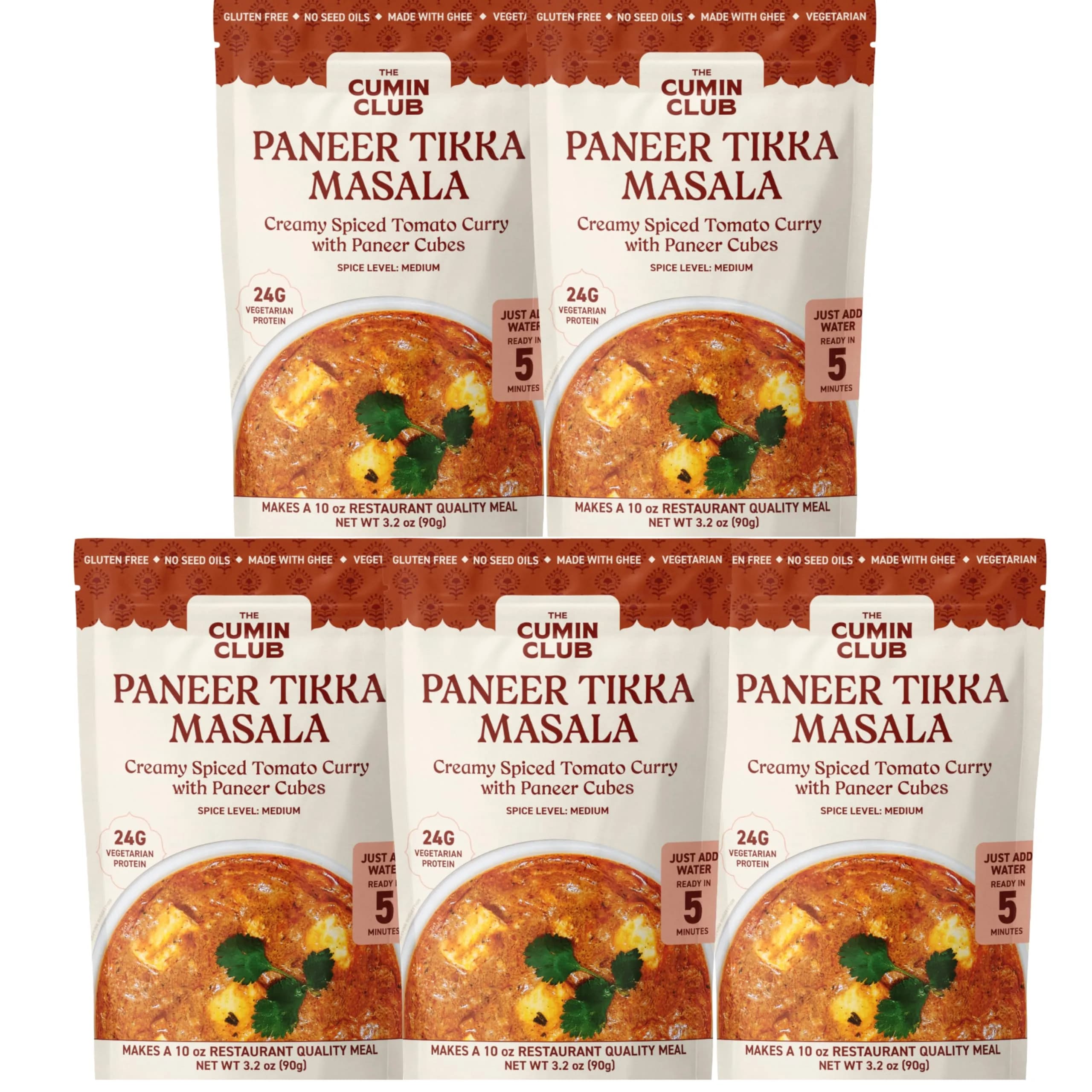 the cumin club Paneer Tikka Masala | Authentic Indian Meal Kit | 5 Pouches