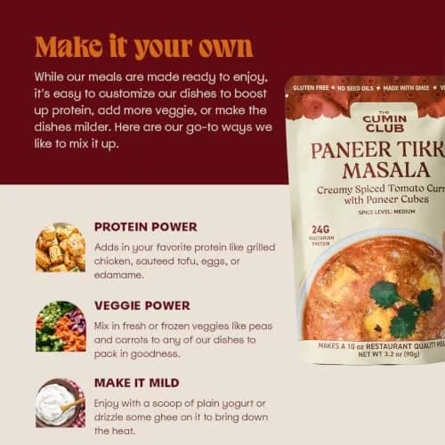 the cumin club Paneer Tikka Masala | Authentic Indian Meal Kit | 5 Pouches thumbnail 6