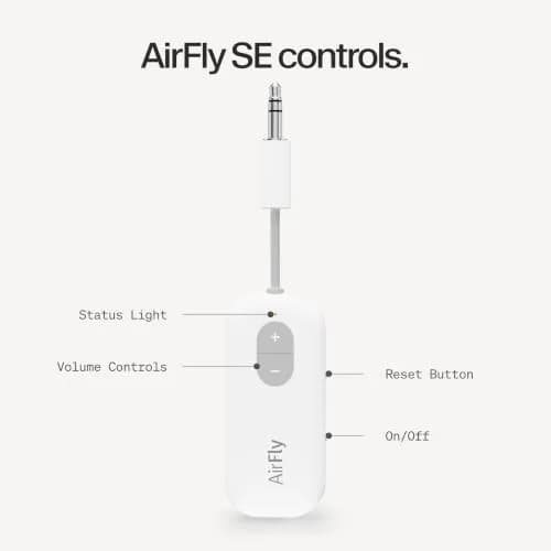 Twelve South AirFly SE Bluetooth Wireless Audio Transmitter Adapter White | Connect AirPods to Airplanes & Gym Equipment thumbnail 7