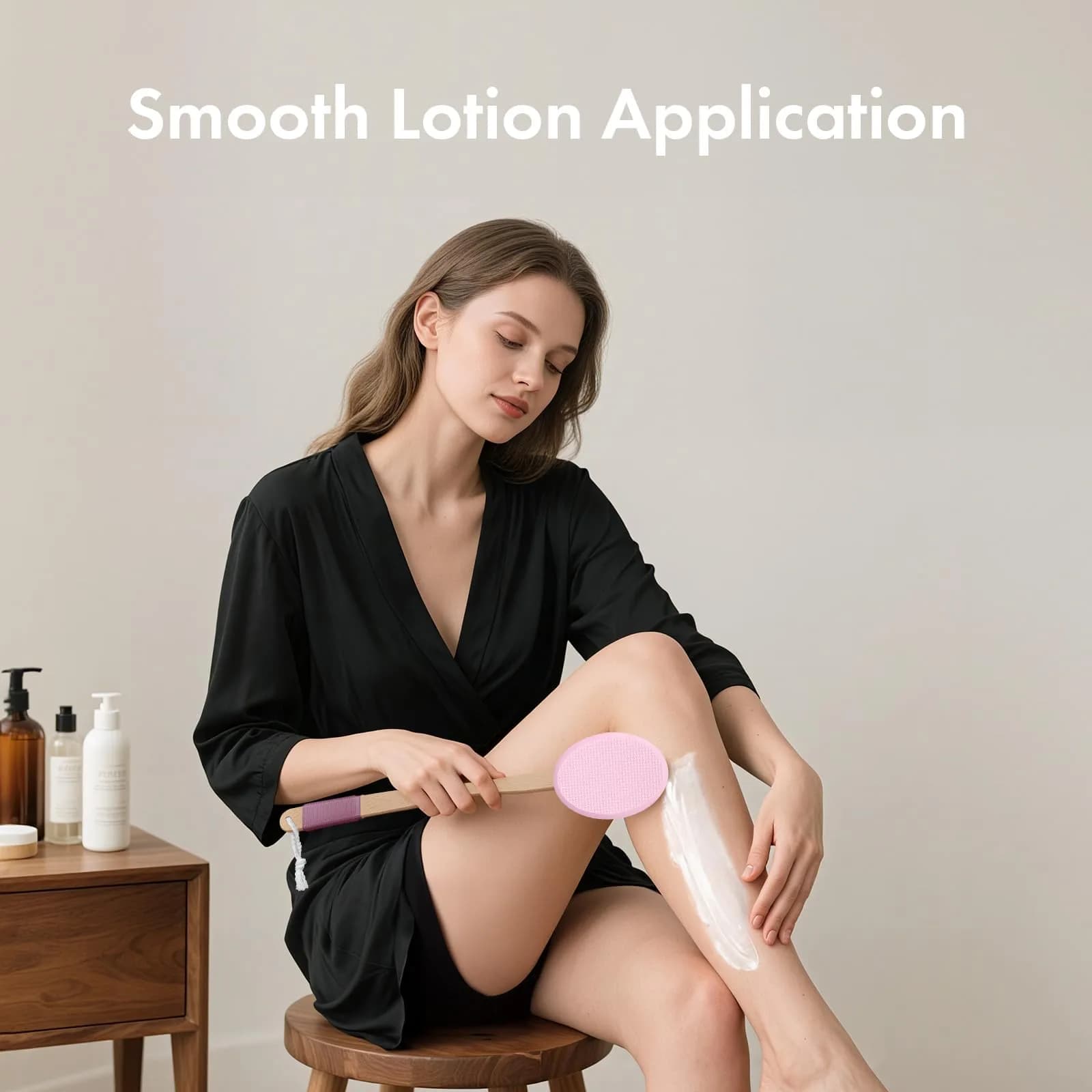 AmazerBath Lotion Applicator for Back, Feet, 4 Replaceable Pads with Long Handle, Pink | Applies Lotion Evenly - view 7