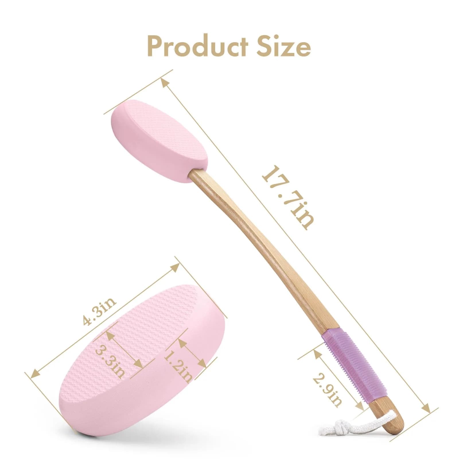 AmazerBath Lotion Applicator for Back, Feet, 4 Replaceable Pads with Long Handle, Pink | Applies Lotion Evenly - view 2