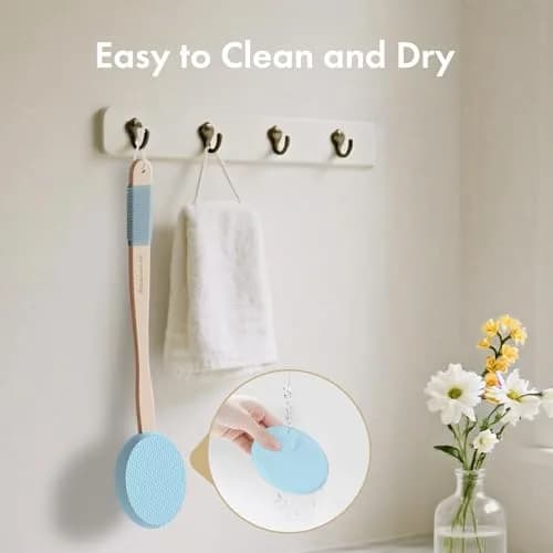 AmazerBath Blue Lotion Applicator with 17" Curved Handle & 4 Replacement Pads thumbnail 4