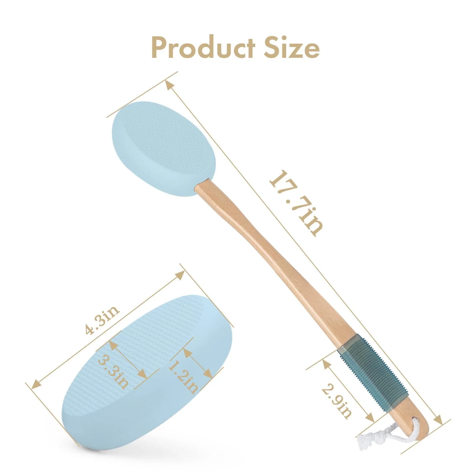 AmazerBath Lotion Applicator with 4 Replacement Pads & 17" Curved Handle | FDA Approved for Back, Feet, and Hard-to-Reach Areas - view 2
