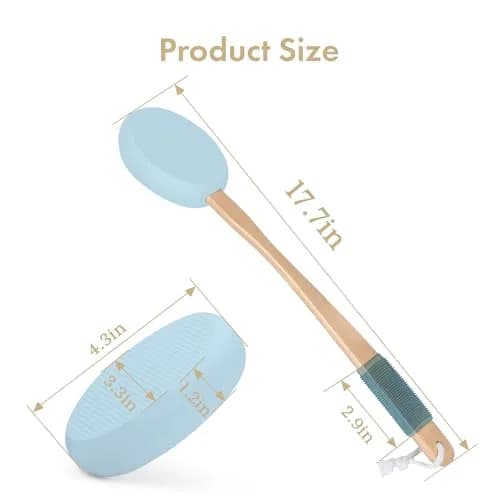 AmazerBath Blue Lotion Applicator with 17" Curved Handle & 4 Replacement Pads thumbnail 2