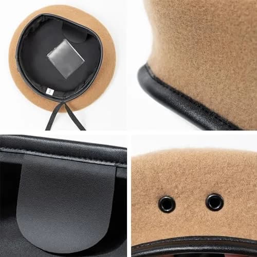 Gajaous British Military Beret Navy Blue | 100% Wool, Adjustable Fit, Leather Sweatband thumbnail 7
