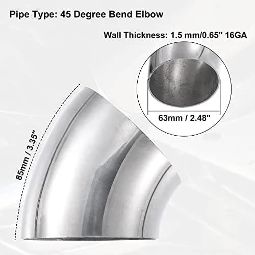 X AUTOHAUX 2pcs OD 2.5 Inch 45 Degree Exhaust Elbow Pipe | Durable Stainless Steel, Universal Fit thumbnail 3