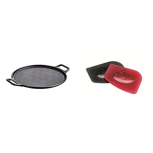Lodge 14 Inch Seasoned Cast Iron Pizza Pan & ScraperPK 2-Pack | Oven-Safe, Nonstick, Durable thumbnail 1