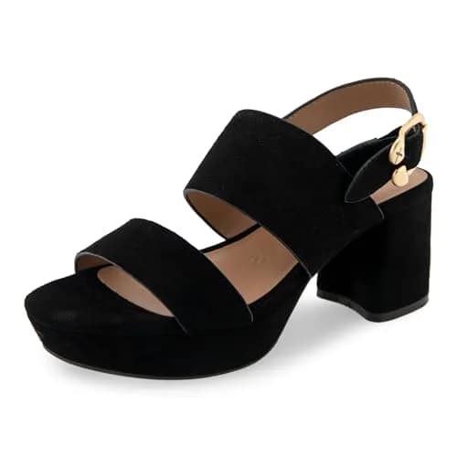 Aerosoles Camera Black Suede 11 B (M) | Platform Heel, Cushioned Insole, Buckled Strap, Supportive Comfort thumbnail 1