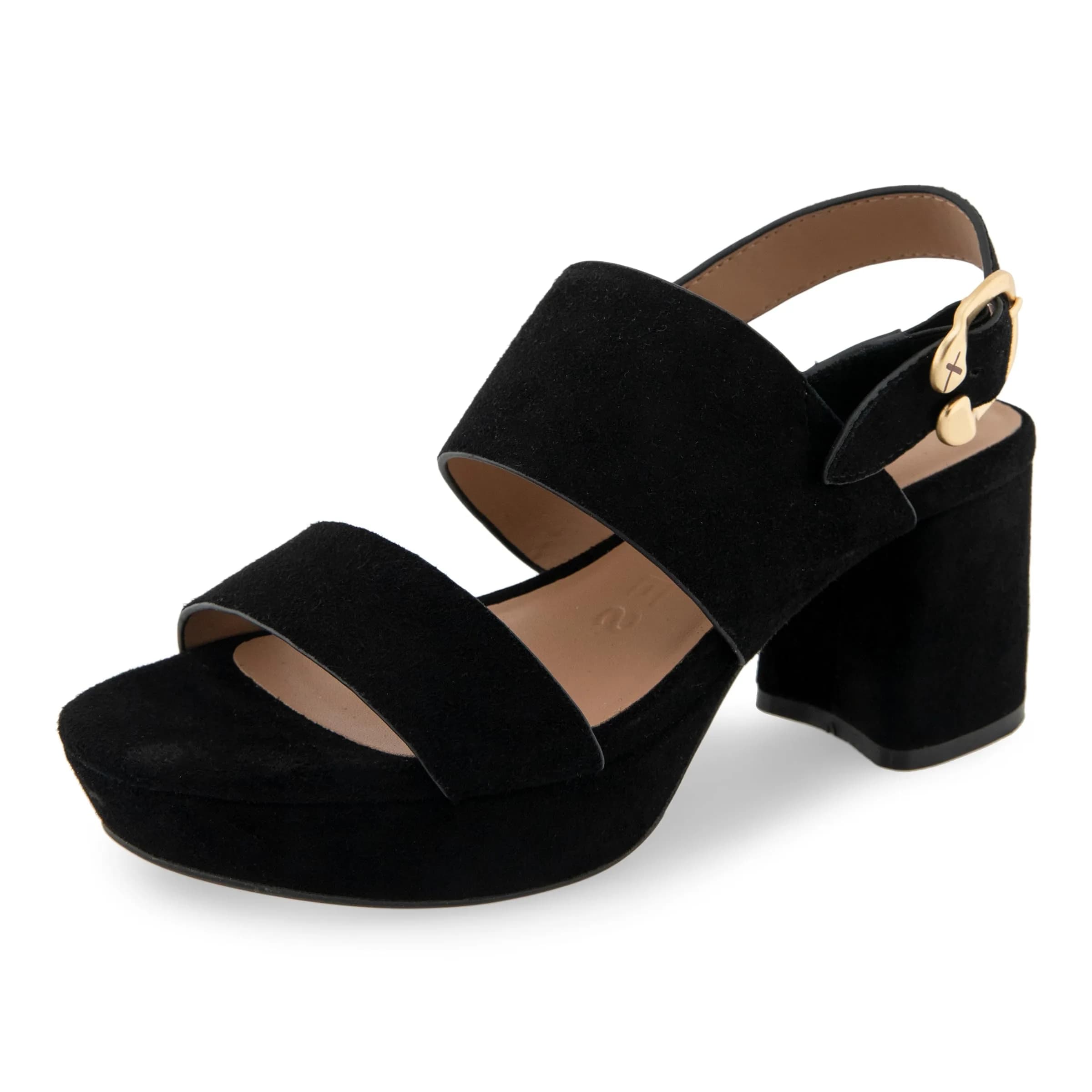 Aerosoles Camera Black Suede 11 B (M) | Platform Heel, Cushioned Insole, Buckled Strap, Supportive Comfort