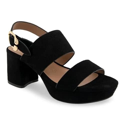Aerosoles Camera Black Suede 11 B (M) | Platform Heel, Cushioned Insole, Buckled Strap, Supportive Comfort thumbnail 2