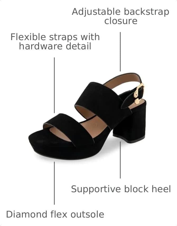 Aerosoles Camera Black Suede 11 B (M) | Platform Heel, Cushioned Insole, Buckled Strap, Supportive Comfort thumbnail 3