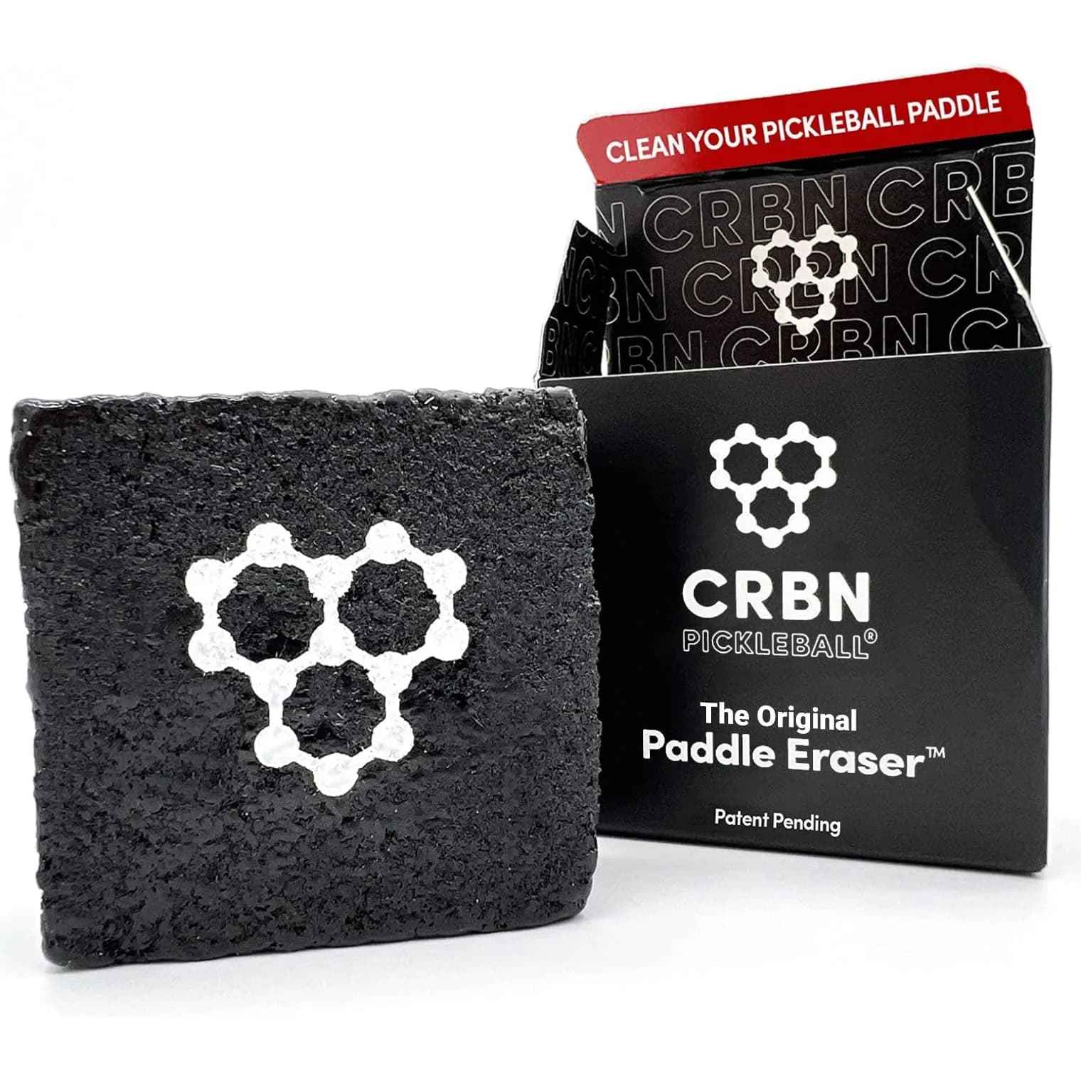 CRBN Pickleball Paddle Eraser (Black, 2-Pack) | Cleans Carbon Fiber Paddles — Black