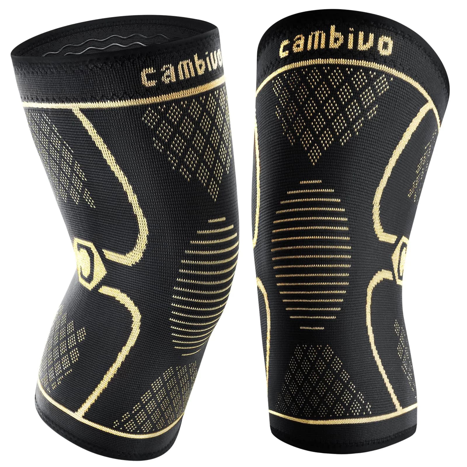 CAMBIVO Copper Knee Braces for Men and Women (2-Pack, Large) | FDA Approved Orthopedic Support - main product image
