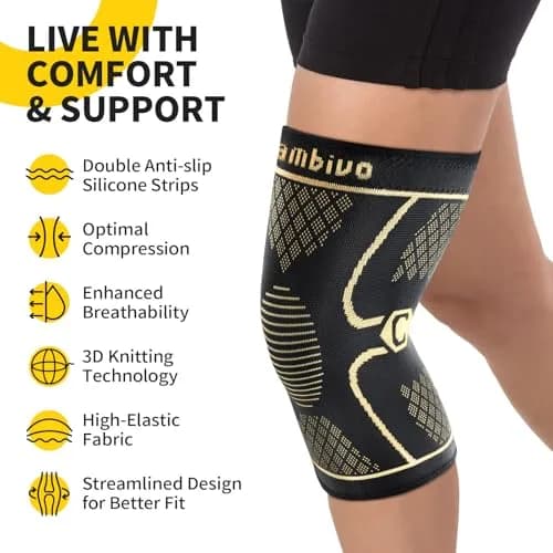 CAMBIVO Copper Knee Braces for Men and Women (2-Pack, Large) | FDA Approved Orthopedic Support thumbnail 4