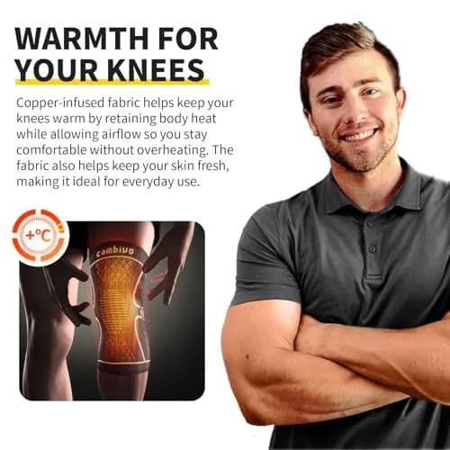 CAMBIVO Copper Knee Braces for Men and Women (2 Pack) - Medium | FDA Approved Orthopedic Brace for Arthritis, Sports & Recovery thumbnail 2