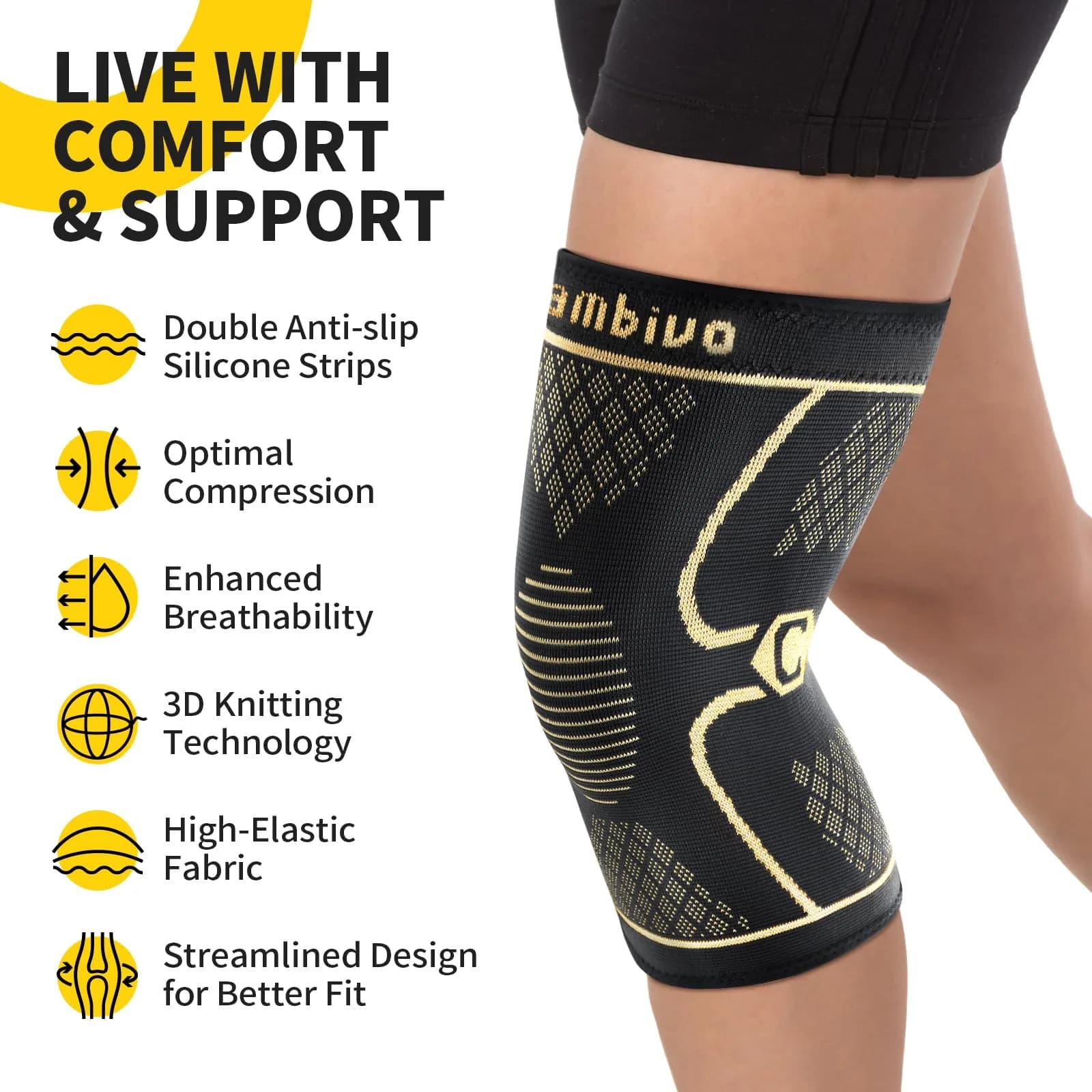CAMBIVO Copper Knee Braces for Men and Women (2 Pack) - Medium | FDA Approved Orthopedic Brace for Arthritis, Sports & Recovery - view 4