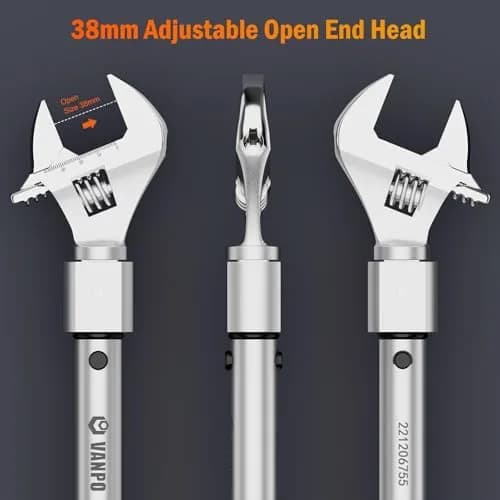 VANPO 1/2" Torque Wrench, 10-170 Ft-Lb, 38mm Jaw & Ratchet Head | Precision Tool for HVAC & Auto thumbnail 3