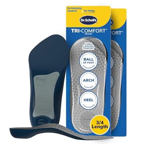 Dr. Scholl's Tri-Comfort Insoles for Heel, Arch and Ball of Foot | Targeted Cushioning | Arch Support | Men's 8-12 (2-Pack) — Men's 8-12