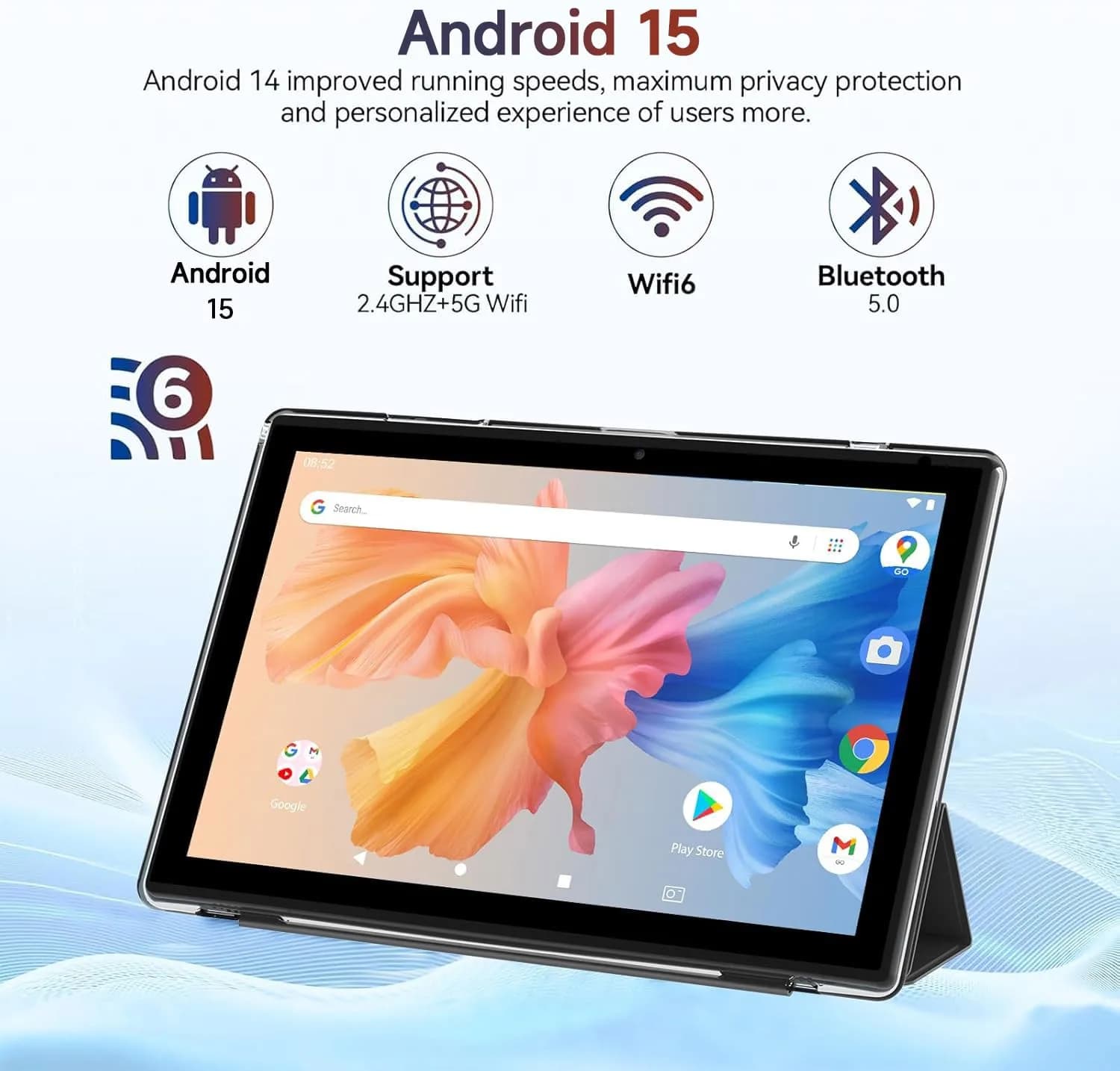IWEGGO Android 15 Tablet 10.1 Inch 12GB RAM 64GB ROM Black | 1.8GHz Quad-Core Processor, 1280x800 IPS HD - view 2
