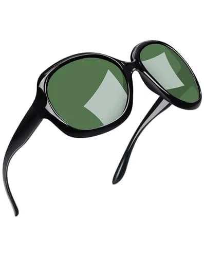 Joopin Oversized Butterfly Sunglasses - Black Frame with Green G15 Lenses | UV400 Polarized Protection thumbnail 1