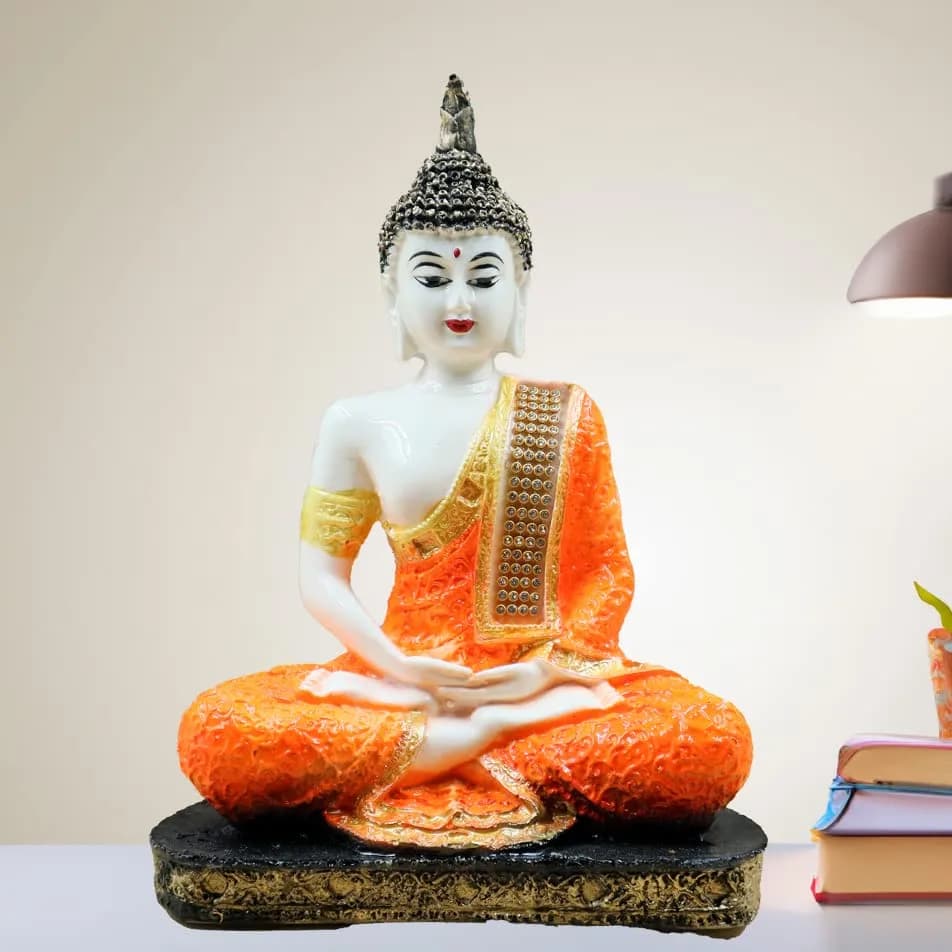 JAIPUR ACE Meditating Buddha Polyresin Idol Showpiece 10cm (3.94in) | Classic Home Decor Figurine for Living Room, Office - main product image